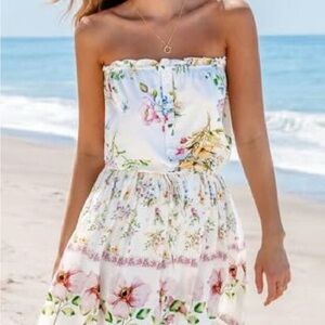 Elegant Floral Strapless Dress
